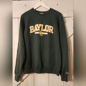 Men's 2000s Baylor Bears Champion Pullover Crewneck Sweatshirt. Size M. Green.